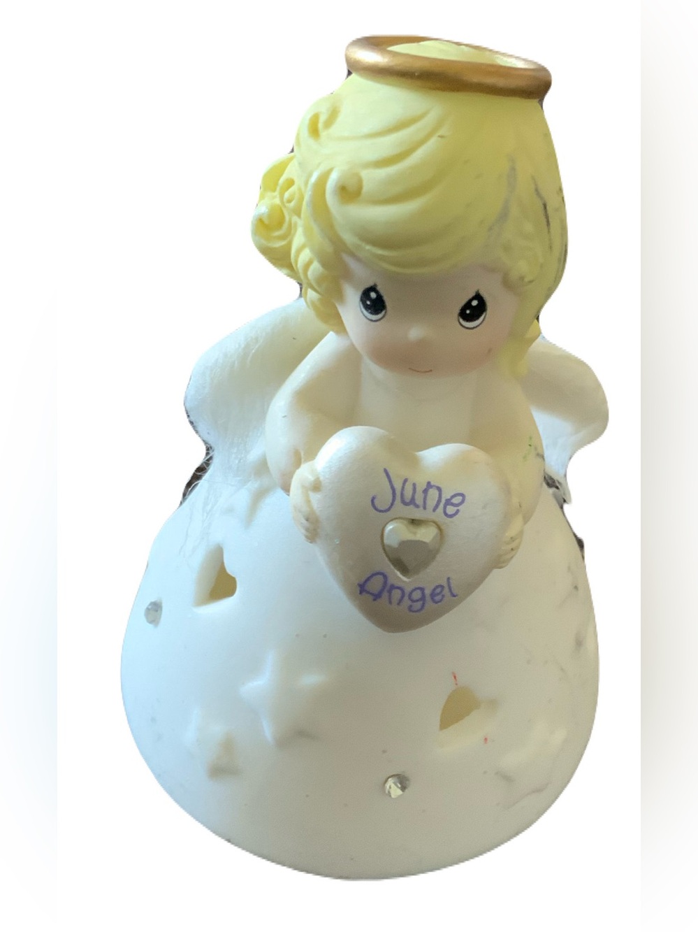 Precious Moments White Ceramic Collectible Base with Black Logo